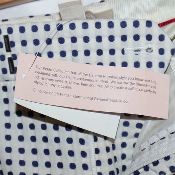 Banana Republic Blue Polka Dot Dressy/Business Casual Cropped Pants. 8P. NWT. - Picture 6 of 14